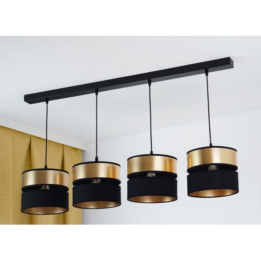 Brilagi - Підвісна люстра ROYAL 4xE27/15W/230V чорний/золотий