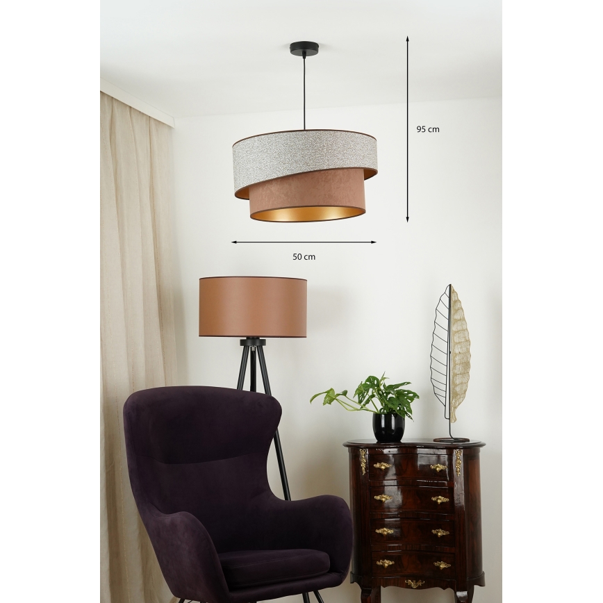 Brilagi - Підвісна люстра VEGAS SHINE 1xE27/15W/230V діаметр 50 см сірий/коричневий