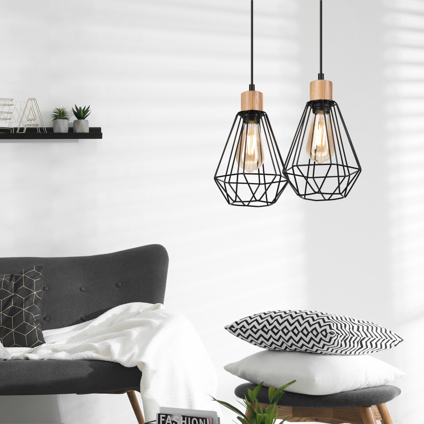 Brilagi - Підвісна люстра WOODY BASKET 2xE27/60W/230V дуб