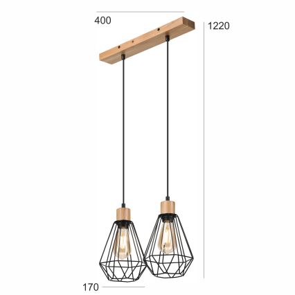 Brilagi - Підвісна люстра WOODY BASKET 2xE27/60W/230V дуб