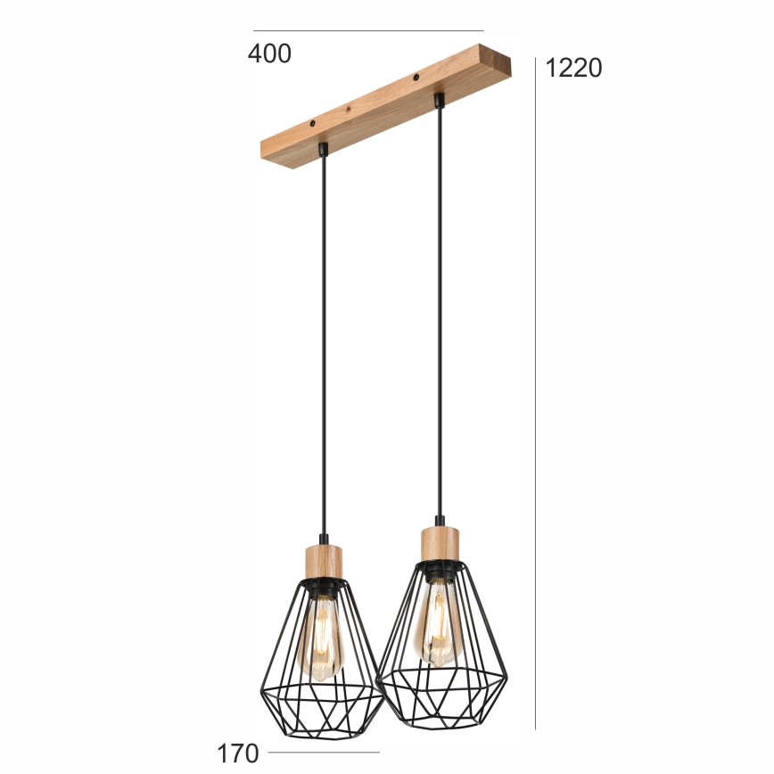 Brilagi - Підвісна люстра WOODY BASKET 2xE27/60W/230V дуб