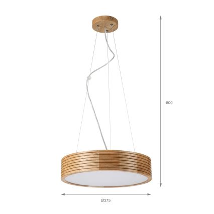 Brilagi - подвесная LED-люстра на тросе CARVALHO MODERN 2xE27/60W/230V, отделка дуб, диаметр 37,5 см