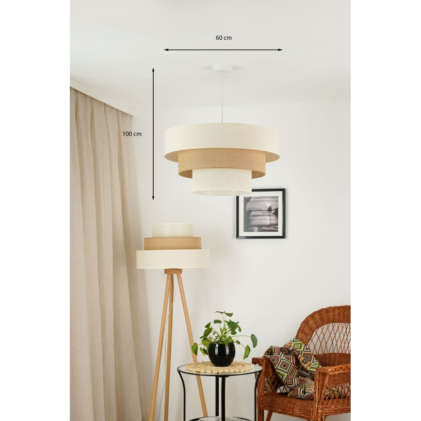 Brilagi - Подвесная люстра DENVER LUNETA 1xE27/15W/230V диаметр 60 см бежевый/коричневый/кремовый