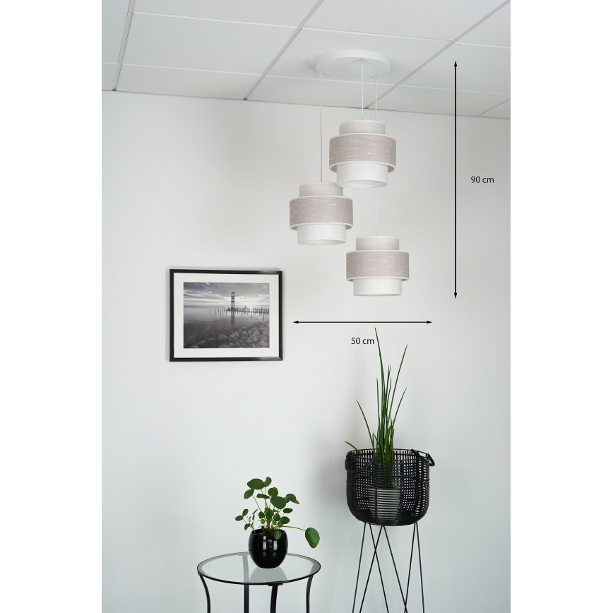 Brilagi - Подвесная люстра DOVER SPACE 3xE27/15W/230V серый/кремовый