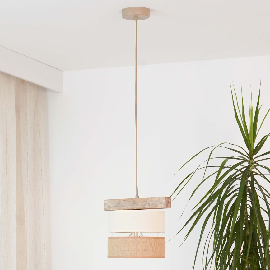Brilagi - Подвесная люстра FOREST 1xE27/15W/230V сосна/бежевый/кремовый