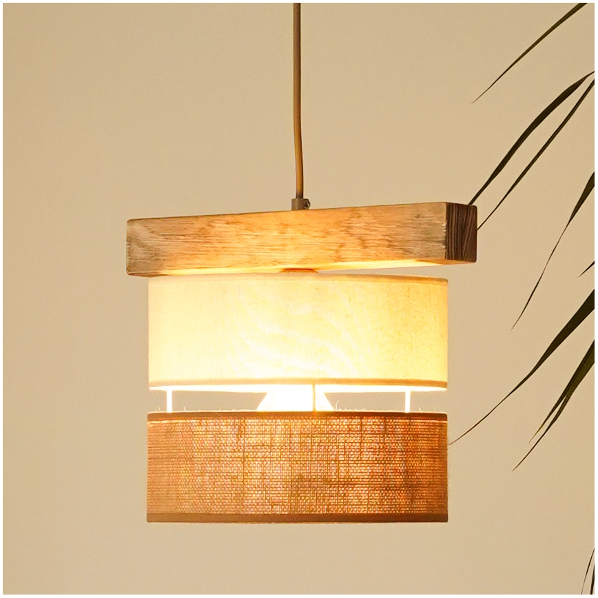 Brilagi - Подвесная люстра FOREST 1xE27/15W/230V сосна/бежевый/кремовый