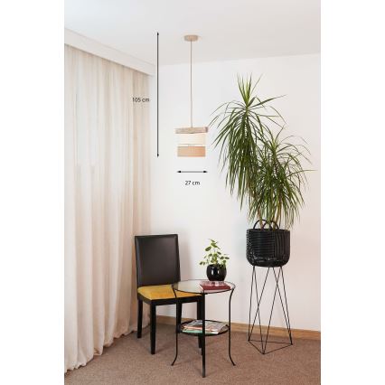 Brilagi - Подвесная люстра FOREST 1xE27/15W/230V сосна/бежевый/кремовый