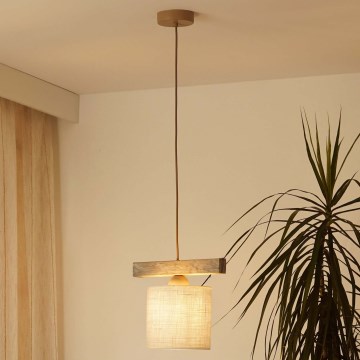 Brilagi - Подвесная люстра FOREST 1xE27/15W/230V сосна/коричневый/кремовый