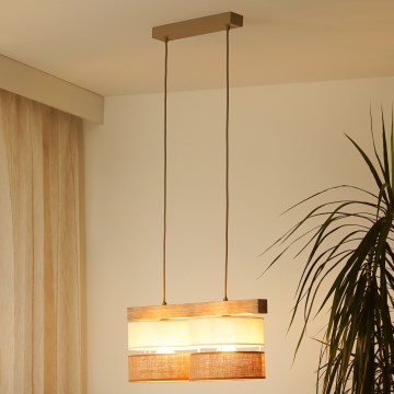 Brilagi - Подвесная люстра FOREST 2xE27/15W/230V сосна/бежевый/кремовый
