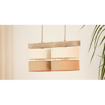Brilagi - Подвесная люстра FOREST 2xE27/15W/230V сосна/бежевый/кремовый
