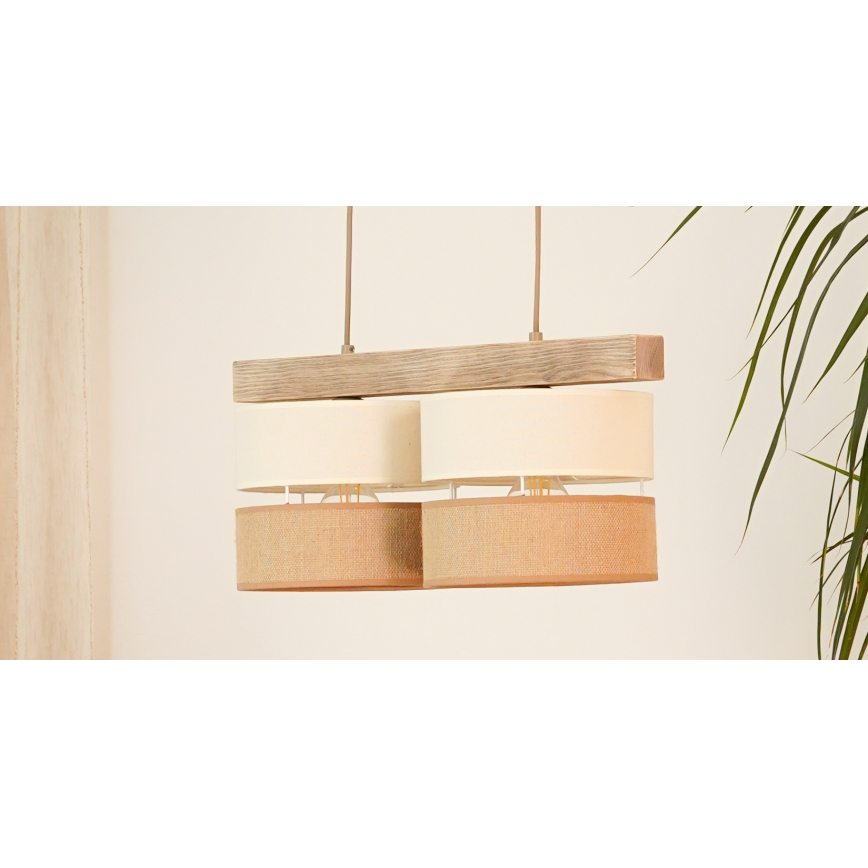 Brilagi - Подвесная люстра FOREST 2xE27/15W/230V сосна/бежевый/кремовый