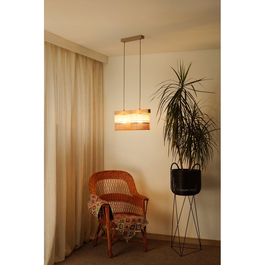 Brilagi - Подвесная люстра FOREST 2xE27/15W/230V сосна/бежевый/кремовый