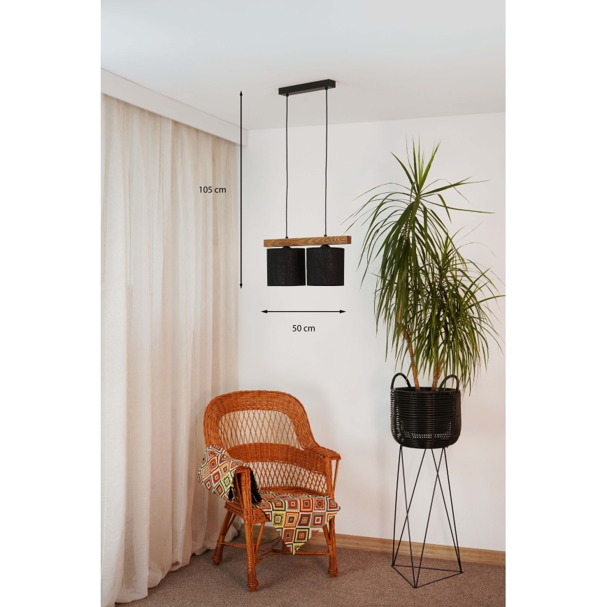 Brilagi - Подвесная люстра FOREST 2xE27/15W/230V сосна/черный