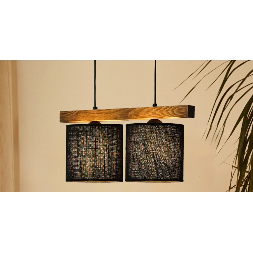 Brilagi - Подвесная люстра FOREST 2xE27/15W/230V сосна/черный