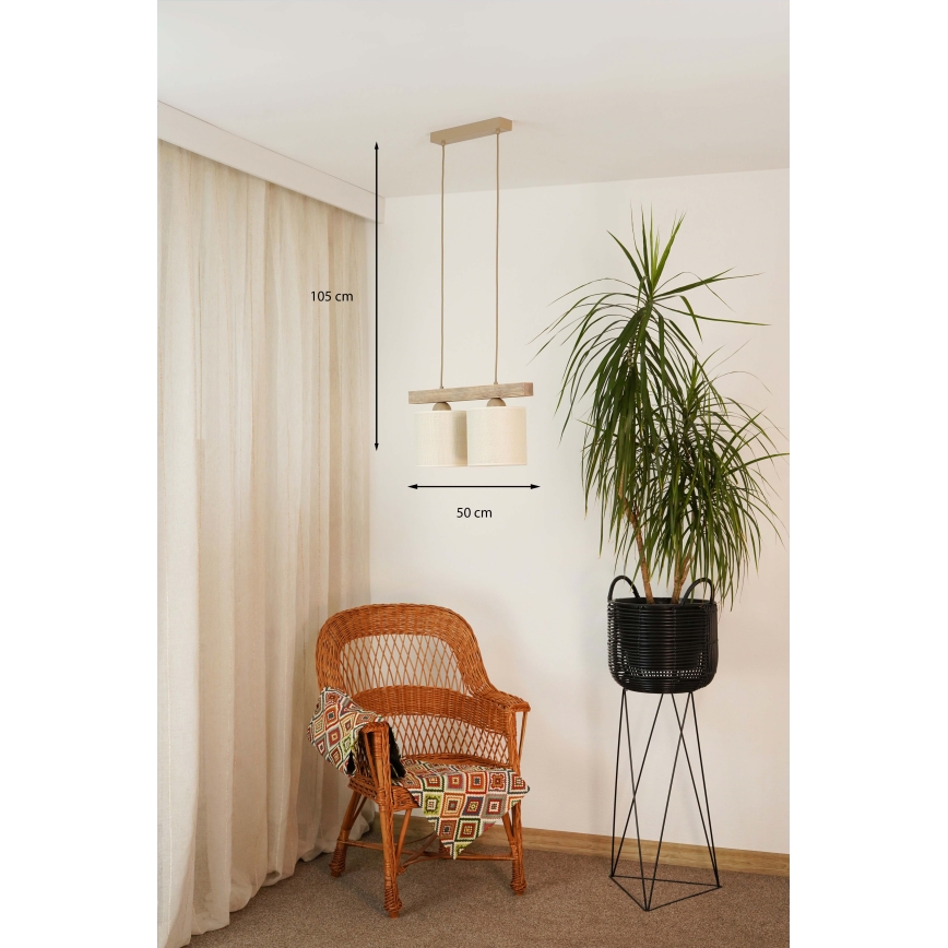 Brilagi - Подвесная люстра FOREST 2xE27/15W/230V сосна/коричневый/кремовый