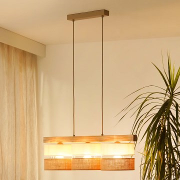 Brilagi - Подвесная люстра FOREST 3xE27/15W/230V сосна/бежевый/кремовый