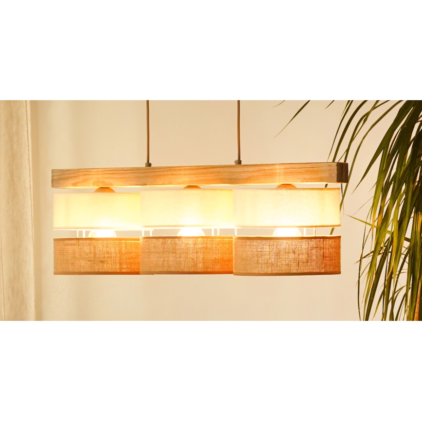 Brilagi - Подвесная люстра FOREST 3xE27/15W/230V сосна/бежевый/кремовый