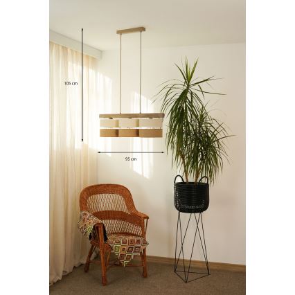 Brilagi - Подвесная люстра FOREST 3xE27/15W/230V сосна/бежевый/кремовый