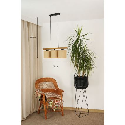 Brilagi - Подвесная люстра FOREST 3xE27/15W/230V сосна/коричневый/черный