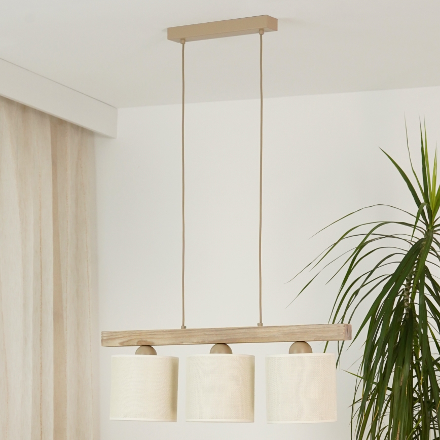 Brilagi - Подвесная люстра FOREST 3xE27/15W/230V сосна/коричневый/кремовый