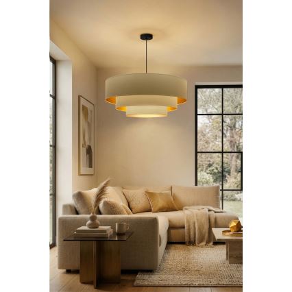 Brilagi - Подвесная люстра LUNETA на тросе 3xE27/60W/230V, диам. 80 см, кремовая/золотая