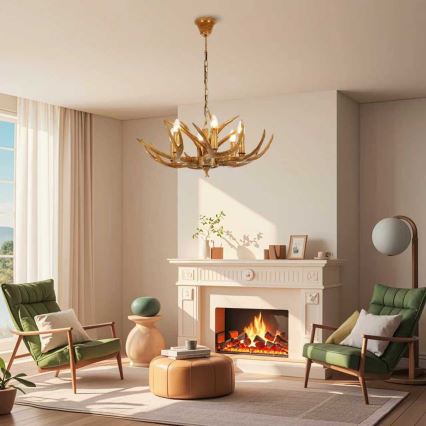 Brilagi - Подвесная люстра на цепи DEER 6xE14/10W/230V диам. 70 см, с рогами