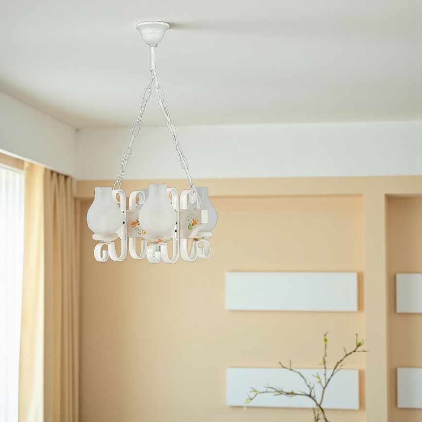 Brilagi - Подвесная люстра на цепи QUEEN 4xE14/40W/230V бук/кремовая