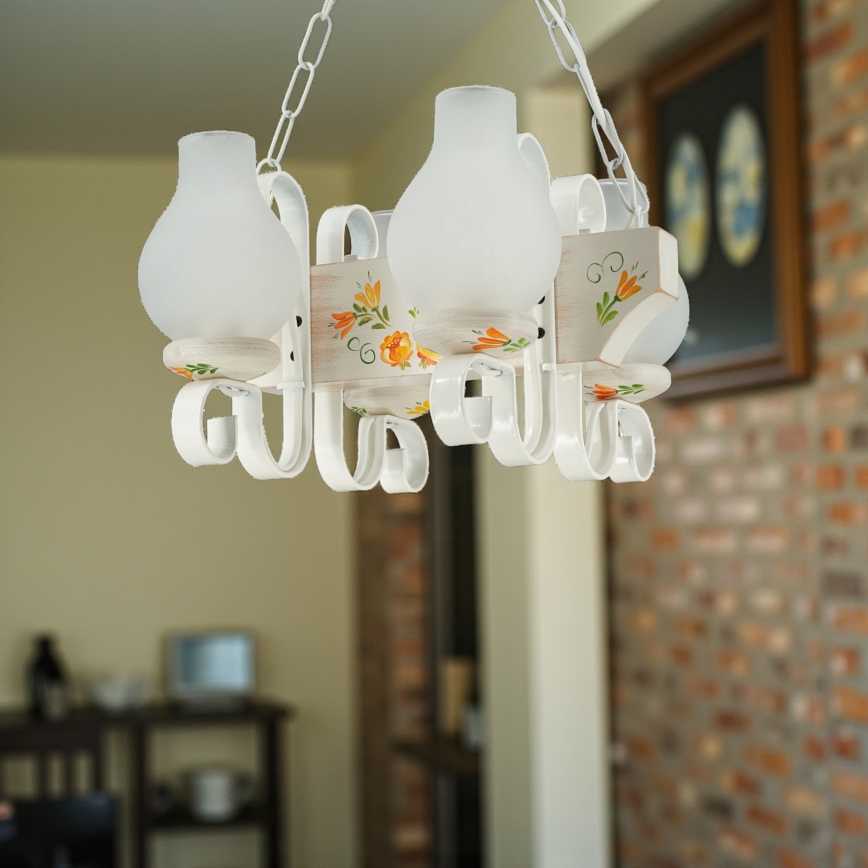 Brilagi - Подвесная люстра на цепи QUEEN 4xE14/40W/230V бук/кремовая