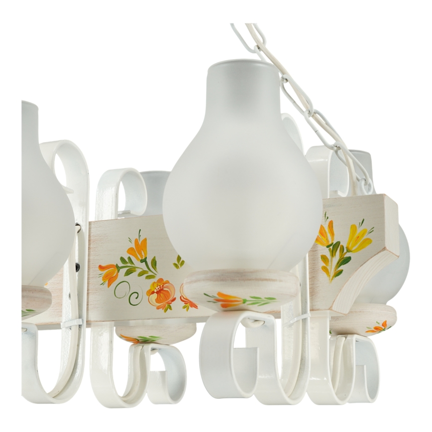 Brilagi - Подвесная люстра на цепи QUEEN 4xE14/40W/230V бук/кремовая