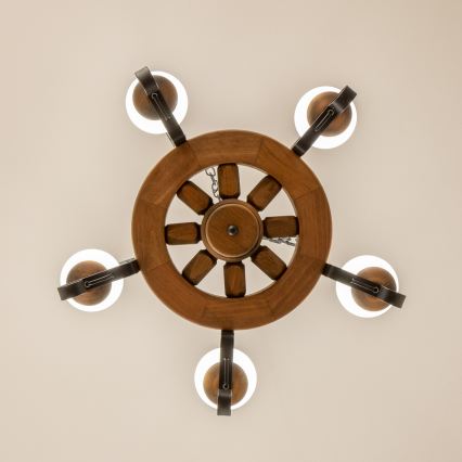 Brilagi - Подвесная люстра на цепи ROATA 5xE14/40W/230V, диаметр 50 см, бук