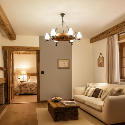 Brilagi - Подвесная люстра на цепи ROATA 6xE14/40W/230V диам. 70 cm бук