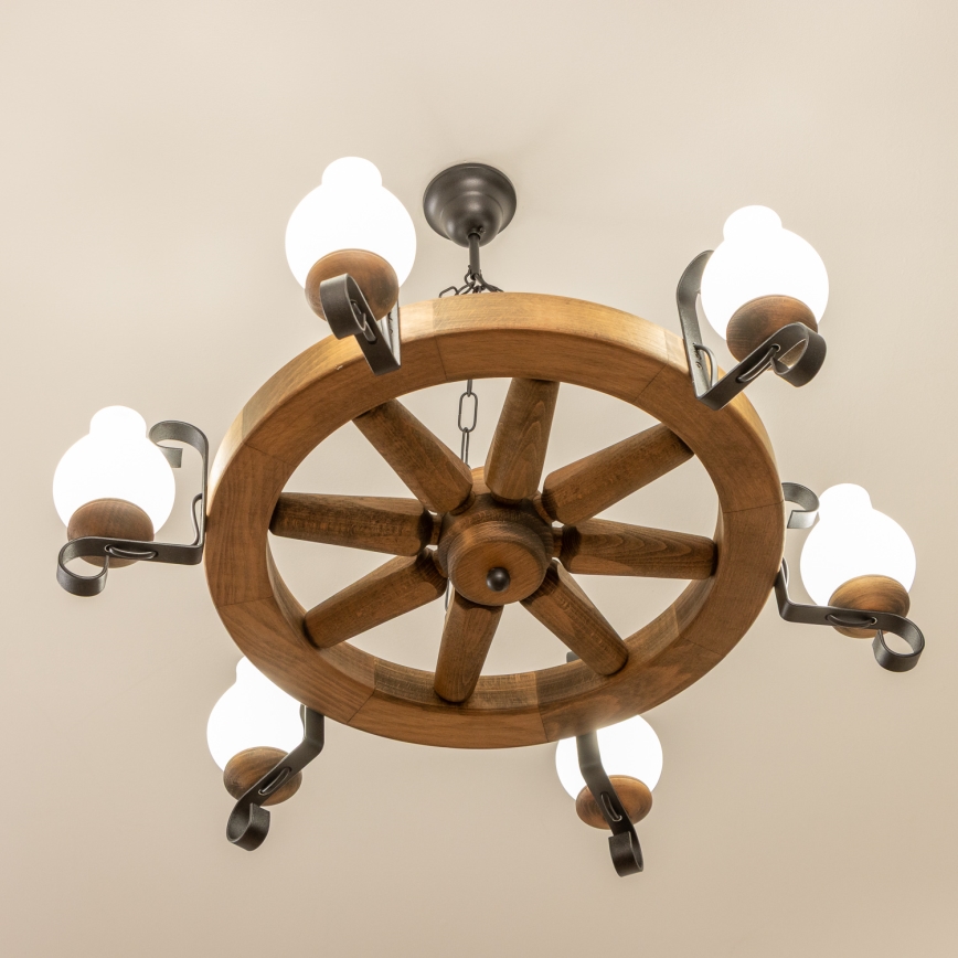 Brilagi - Подвесная люстра на цепи ROATA 6xE14/40W/230V диам. 70 cm бук