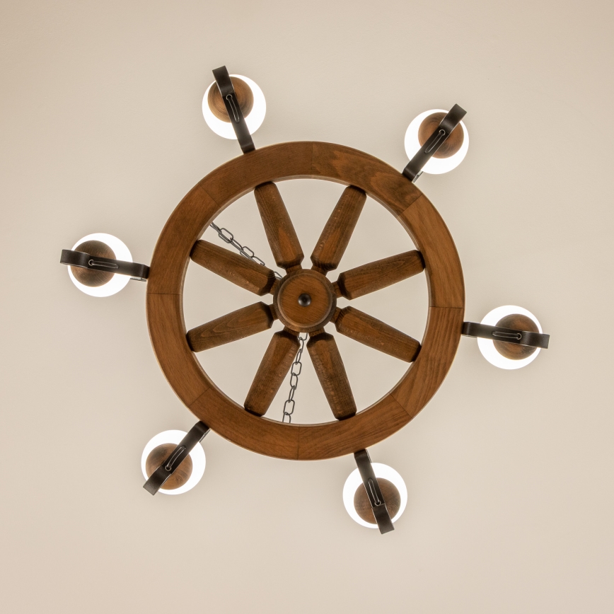 Brilagi - Подвесная люстра на цепи ROATA 6xE14/40W/230V диам. 70 cm бук