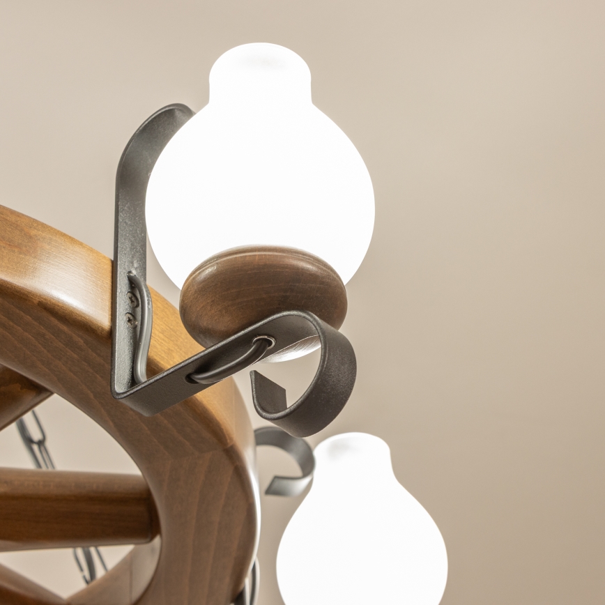 Brilagi - Подвесная люстра на цепи ROATA, 6xE14/40W/230V, диаметр 70 см, бук/орех