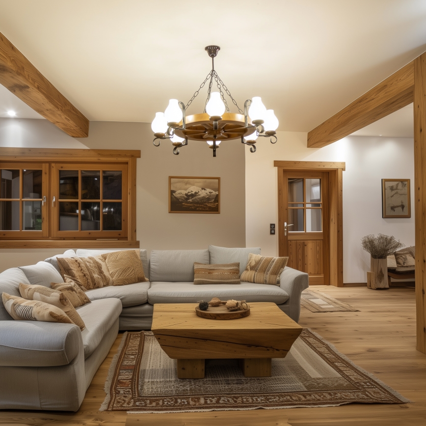 Brilagi - Подвесная люстра на цепи ROATA 8xE14/40W/230V диам. 70 см бук/орех