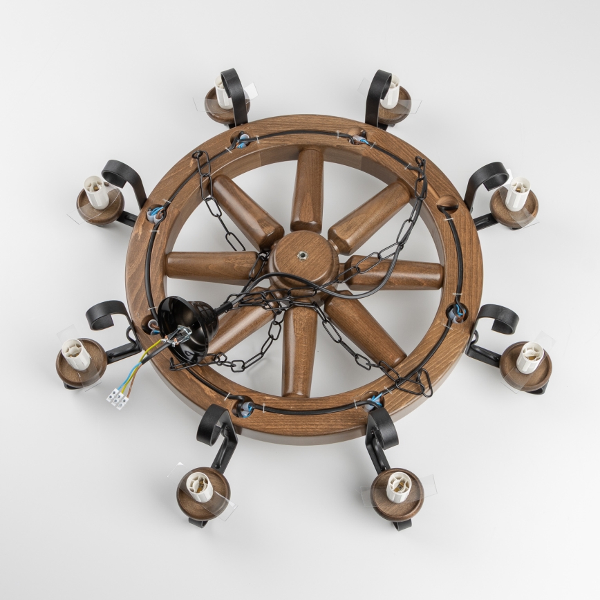 Brilagi - Подвесная люстра на цепи ROATA 8xE14/40W/230V диам. 70 см бук/орех