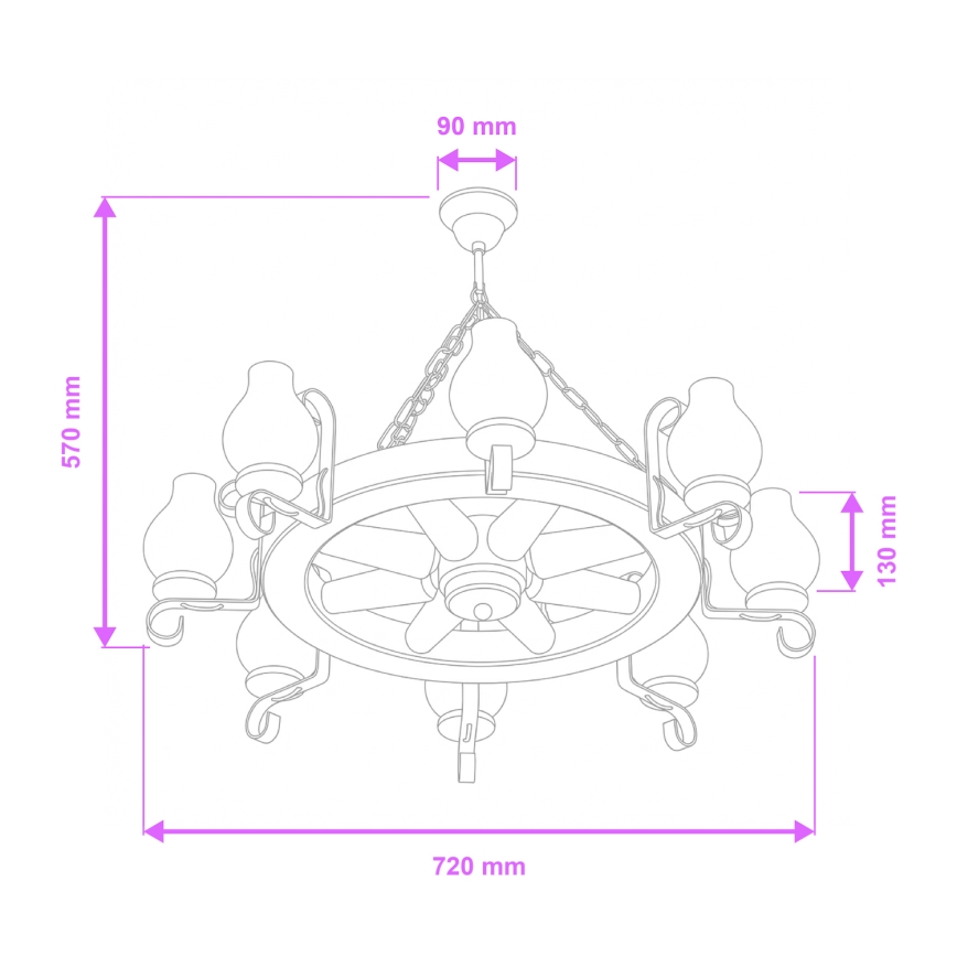 Brilagi - Подвесная люстра на цепи ROATA 8xE14/40W/230V диам. 70 см бук/орех