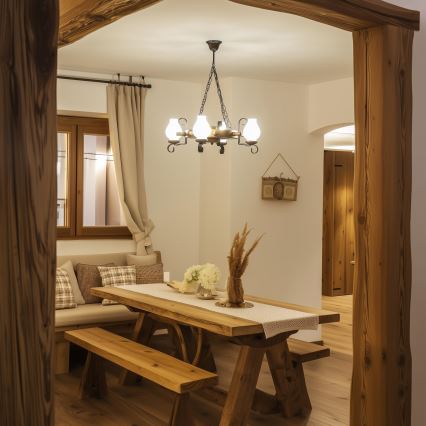 Brilagi - Подвесная люстра на цепи TIMONA 4xE14/40W/230V диам. 50 см бук/орех