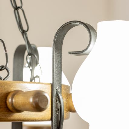 Brilagi - Подвесная люстра на цепи TIMONA 4xE14/40W/230V диам. 50 см бук/орех