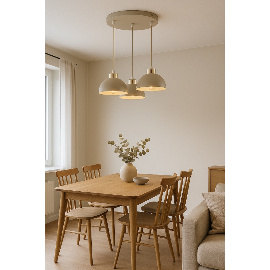 Brilagi - Подвесная люстра на тросе 3xE27/60W/230V бежевая/золотая