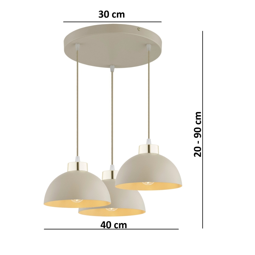 Brilagi - Подвесная люстра на тросе 3xE27/60W/230V бежевая/золотая
