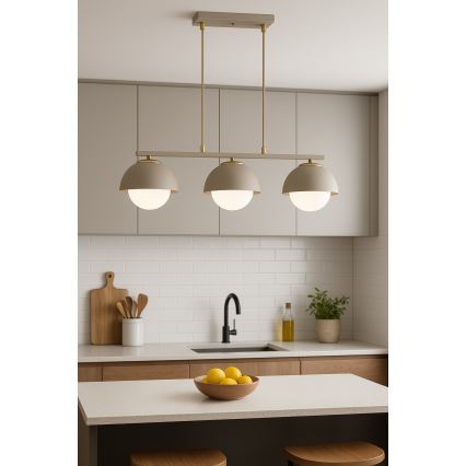 Brilagi - Подвесная люстра на тросе COSMO 3xE27/60W/230V бежево-золотая