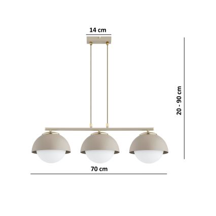 Brilagi - Подвесная люстра на тросе COSMO 3xE27/60W/230V бежево-золотая