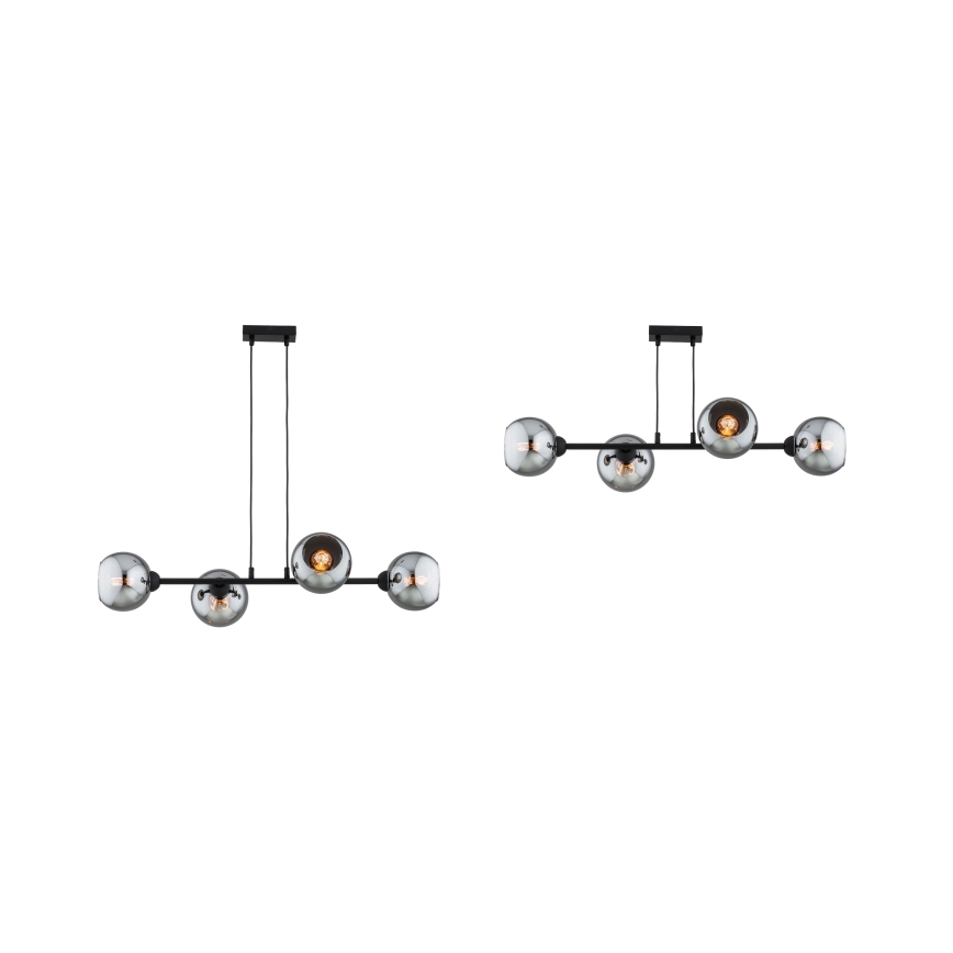 Brilagi - Подвесная люстра на тросе DIOR 4xE27/60W/230V чёрная/дымчато-серая