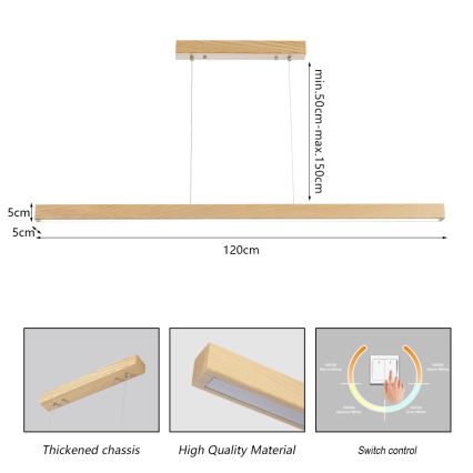 Brilagi - подвесная люстра на тросе OAK LED/30W/230V 3000/4500/6000K, дуб