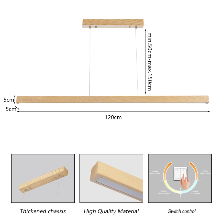 Brilagi - подвесная люстра на тросе OAK LED/30W/230V 3000/4500/6000K, дуб
