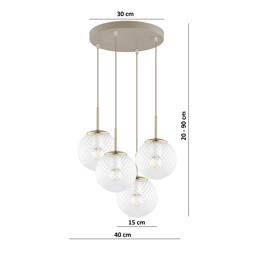 BRILAGI - Подвесная люстра на тросе STELLA 4xE27/60W/230V бежево-золотая