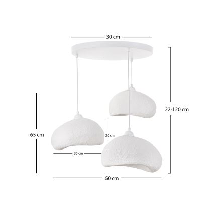 Brilagi - Подвесная люстра на тросе WABI SABI, 3xE27/40W/230V, диаметр 60 см, белая
