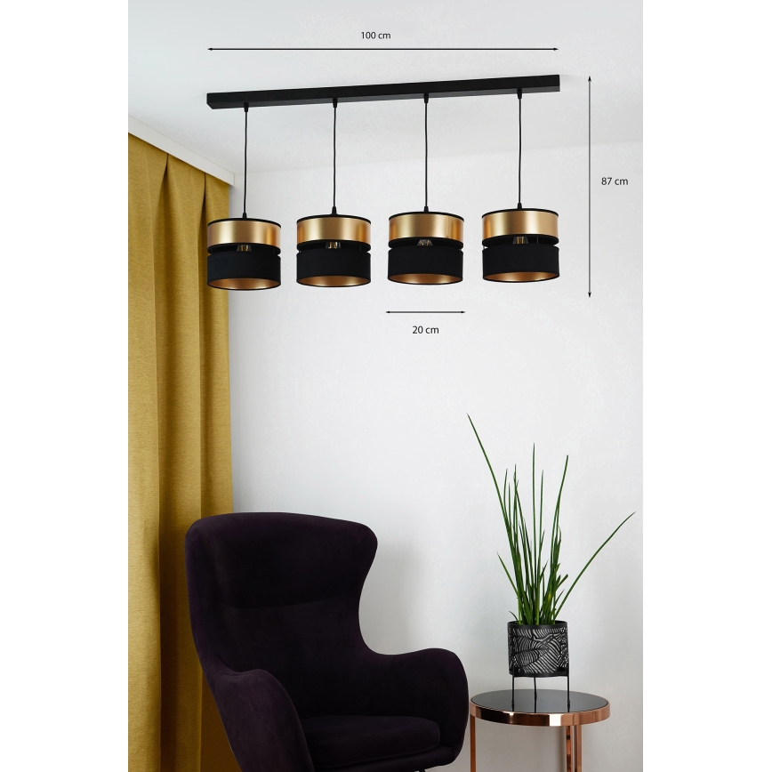 Brilagi - Подвесная люстра ROYAL 4xE27/15W/230V черный/золотистый