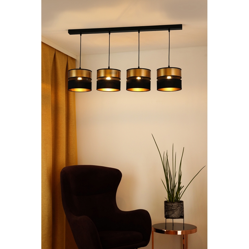 Brilagi - Подвесная люстра ROYAL 4xE27/15W/230V черный/золотистый